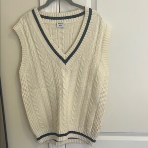 Sunday Best Ivory Cable Knit V-Neck Sweater Vest